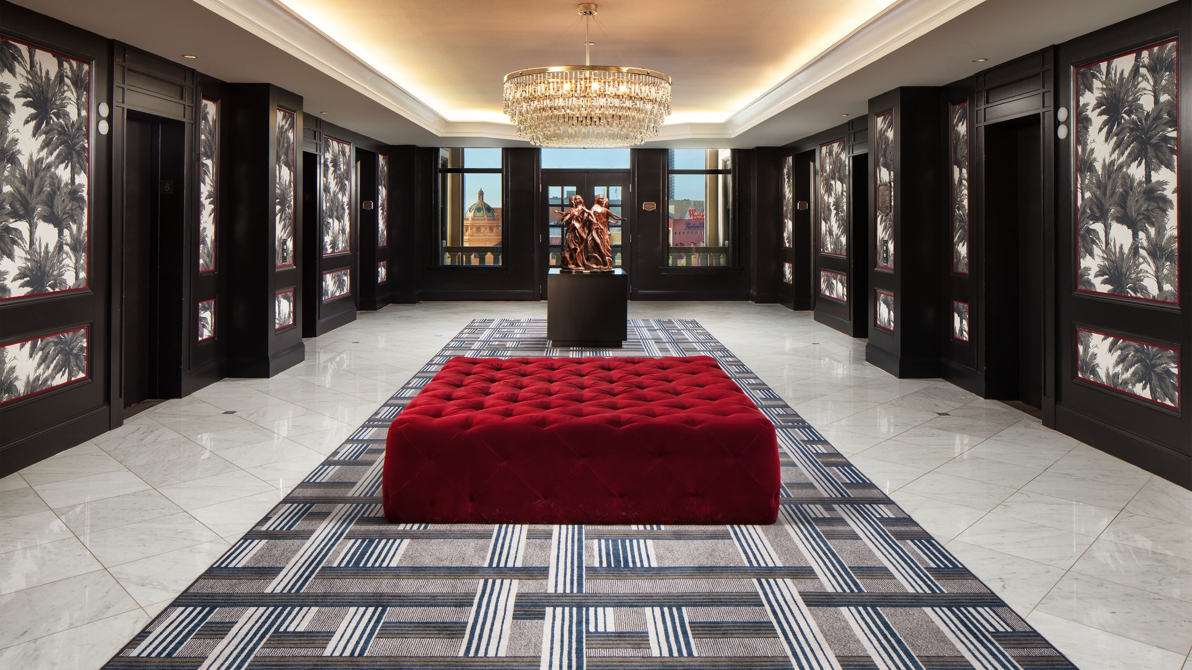 The US Grant Hotel lobby with Aja Rugs carpet installation