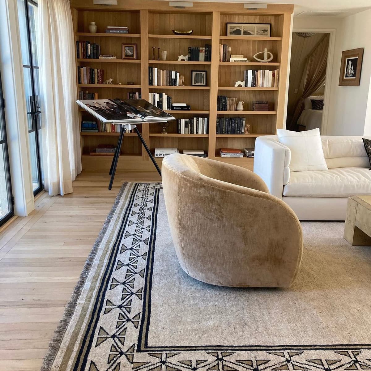 Fine dining area with artisan rug